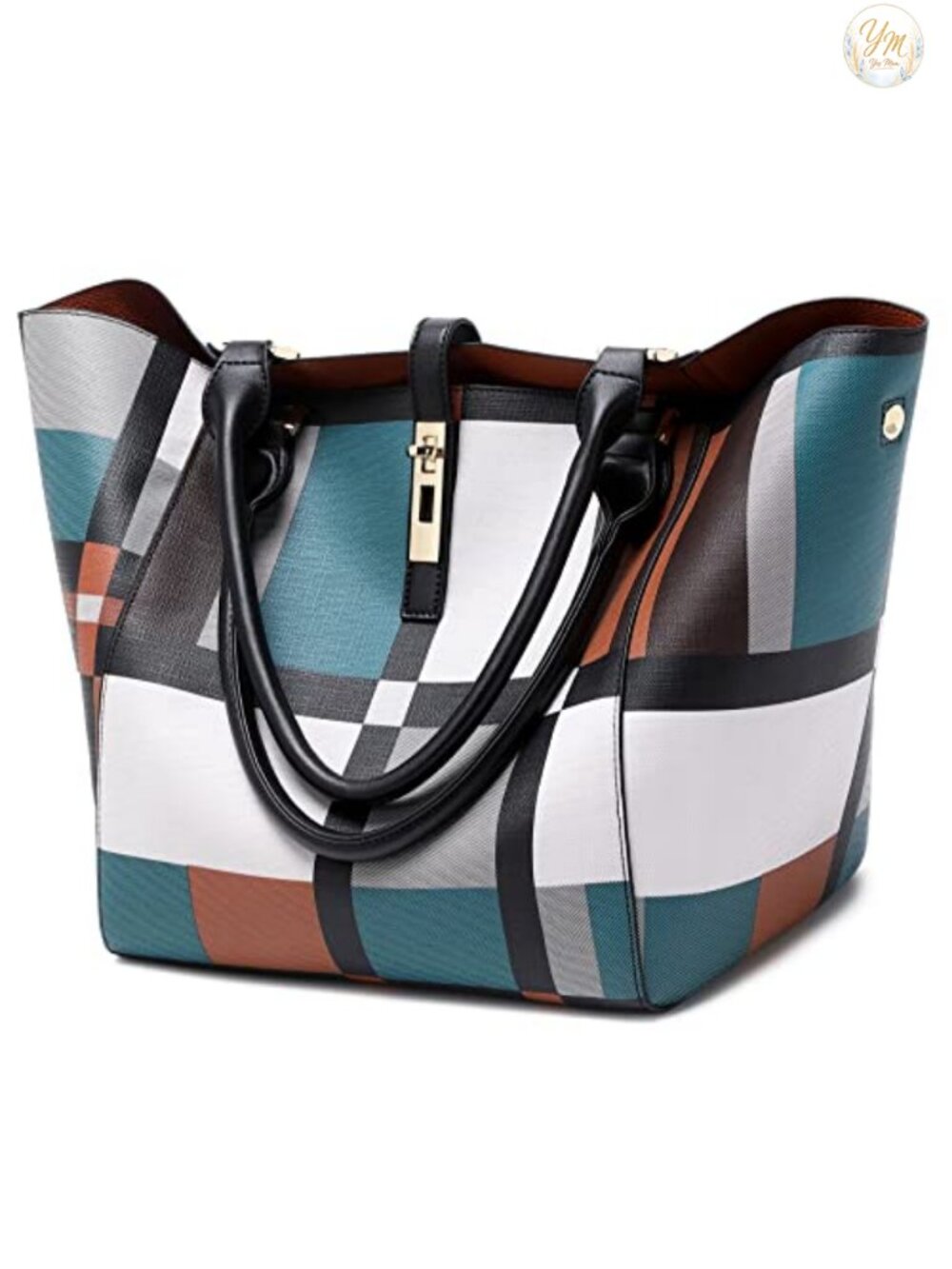 Large Work Tote Bag for Women Bucket Handbag PU Leather Shoulder Purse